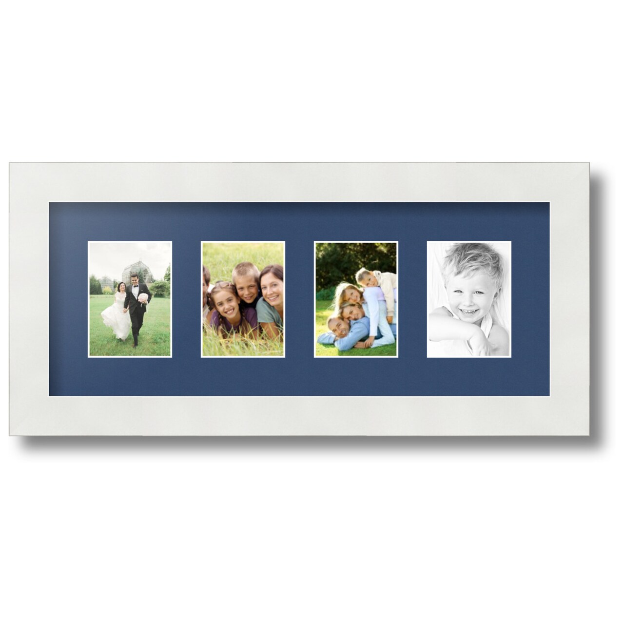 ArtToFrames Collage Photo Picture Frame with 4 - 2.5x3.5 inch Openings, Framed in White with Over 62 Mat Color Options and Regular Glass (CSM-3966-20)